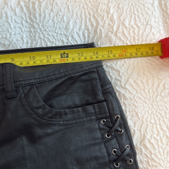 Cache Lace Up Jeans Vintage Skinny Stretch Waxed Cotton Faux Leather Look Size 2 - Picture 5 of 5